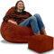 DreamRoots Sitzsack Erwachsene Cord oder Kinder - Bean Bag Sofa - Sitzsack Cord mit Hocker und Bezug - Sitzsäcke mit Füllung 90x90x100 cm Indian Tan
