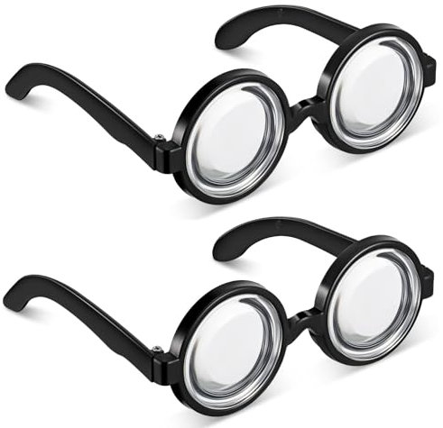 LIURFLNC Nerd Brille, Lustige Brille, Minion Brille, Hornbrille Ohne Stärke Bücherwurm Gläser Rollenspiel Dumme Nette Cosplay Geeignet für Kinder/Erwachsene/Karneval/Halloween