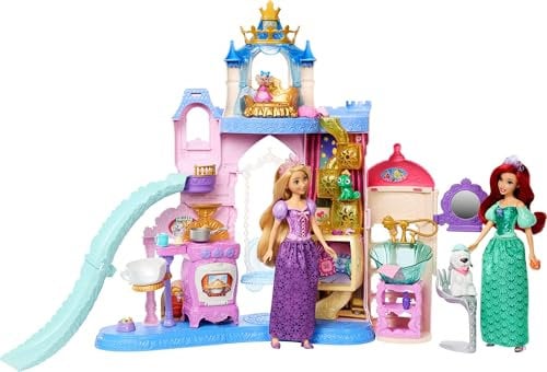 Mattel Disney Princess Haustierpalast Spielset mit 7 Spielbereichen, 3 Tierfreunden, Möbel und 17 Zubehörteilen, ca. 61 cm hoher Haustierpalast, inspiriert von Filmen, JBF96