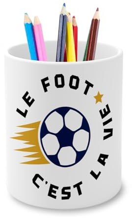 Fabulous Pot à Crayon en Céramique - Le Foot c'est la Vie Sport Football Ballon Equipe - 325 ml