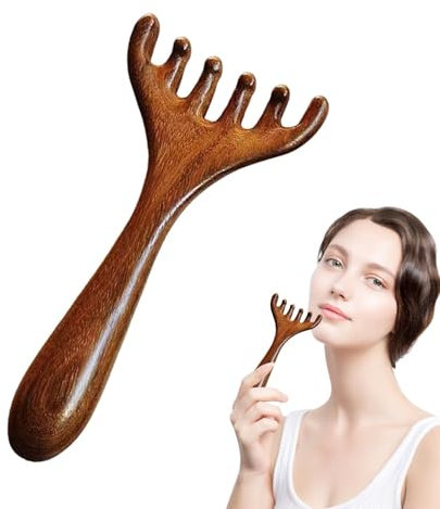 Kopfhautmassagegerät aus Sandelholz – Kopfhautmassagebürste aus natürlichem, entspannendes Kopfhautmassagegerät | Handgefertigte Haarbürste aus Sandelholz, Stressabbau, Stimulation des Haarwachst