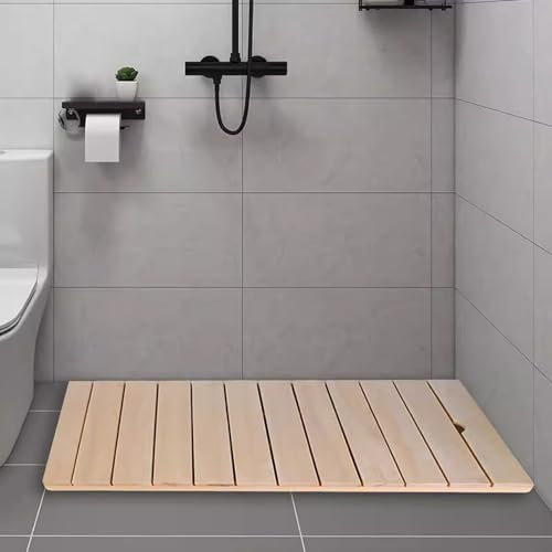 Bambus-Badematte, wasserdicht und strapazierfähig, massives Holz, Duschmatte für Spa, Sauna, leicht zu reinigen und zu tragen, rechteckige Bodenmatte und Fußmatte, 40 x 90 cm