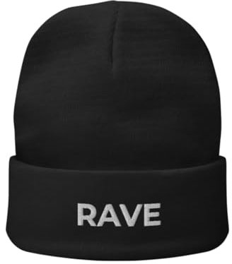 Generisch Unisex Rave Techno Wintermütz Strickmütze Beanie Mütze für Damen und Herren Winter Dehnbare weiche Wollmütze schwarz