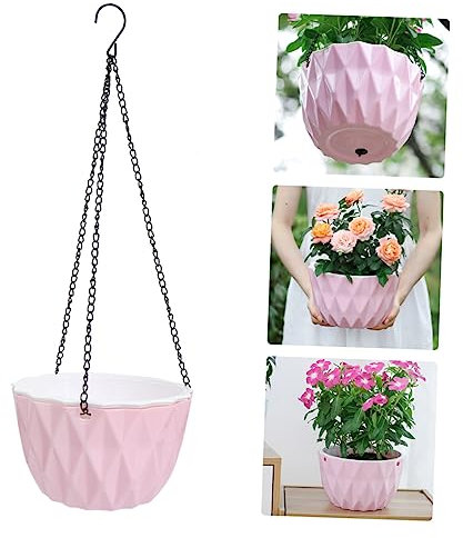 YARNOW Hängende Blumenampel Aus Kunststoff Mit Wasserdichten Blöcken Und Pflanzkorb Für Einfache Bewässerung Und Pflanzensicherung