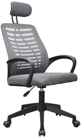 Mars Gaming MGC-ERGOB, Sedia Gaming Ergonomica, Seduta e Schienale in Rete Traspirante, Poggiatesta Regolabile, Altezza Regolabile tra 110,5 e 120,5 cm, Sistema di Oscillazione da 3° a 18°, Grigio