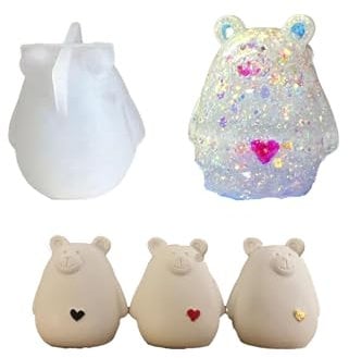 KZXCVS Silikonform Bärchen,Bär,Bär Kerzengießform,Silikon-Bär-Kristallform, Bärenform,Realistische Bären-Figuren, Bastelform, Tiermotiv, Bar,Gießformen 3d,Bär Silikonform (X)