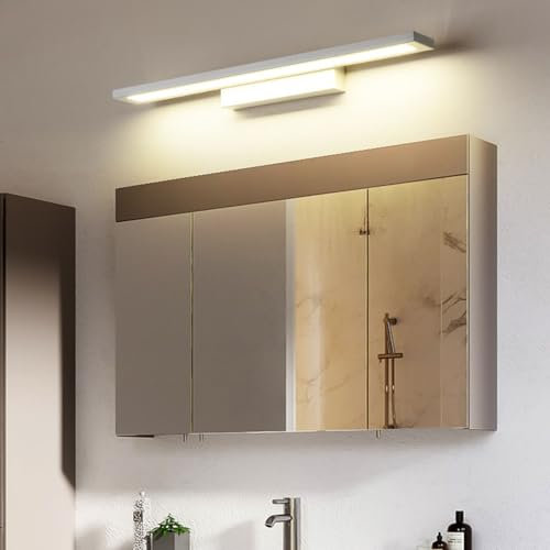 LED Spiegelleuchte Bad Wasserdicht IP44 Badezimmerbeleuchtung Wandleuchte 3000K/6000K Moderne Wandlampe Innen Wandlicht Aluminium Wandlampe für Korridor Küche Badschrank (Silbrig Warmes Licht,90cm)