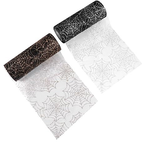 Homoyoyo 2 Rollen Spinnennetz Garnband Dehnbares Spinnennetz Halloween Spinnennetz Tüll Spinnennetzband Party Spinne Halloween Dekorationen Halloween Band Mit Draht Gruseliges
