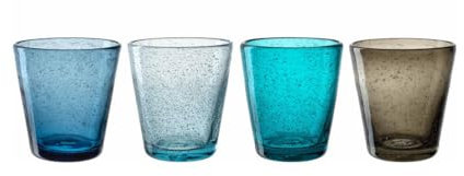 LEONARDO HOME BURANO Trinkglas • 4er Set • Buntes Gläser-Set • Blaseneinschlüsse • Wasserglas • Softdrinkbecher • Vier Farben • Spülmaschinengeeignet • Handgemacht • 330 ml • 055288