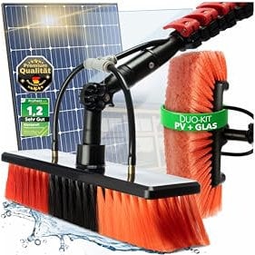 GLANZPROFI® Fensterputzer Teleskop Waschbürste 4,6m [PV + Glas] | Teleskopbürste mit Wasseranschluss, Teleskopstange Fensterreinigung, Photovoltaik Dach Auto UVM. Waschbürste mit Teleskopstiel