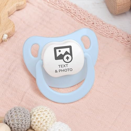 Wanapix | Personalisierte Baby-Schnuller | Silikonsauger für Neugeborene | 0–6 Monate | Anatomische Schnuller BPA- und Phthalatfrei | 100 % Personalisiert Blau