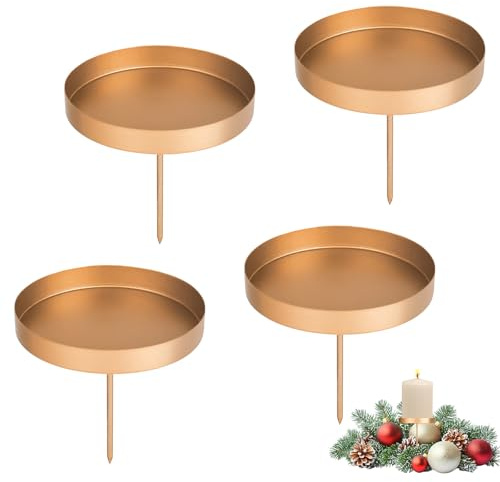 elthmpr Kerzenhalter Adventskranz - 4 Stück Adventskerzenhalter Metall, 8 cm Kerzenständer Gold, Kerzenhalter Stumpenkerzen Deko für Kerzen Adventskerzen Tischdeko Weihnachten