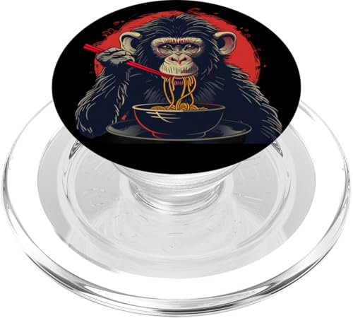 Monkey Eating Ramen Japanese Noodles Monkey Ramen Bowl PopSockets PopGrip for MagSafe