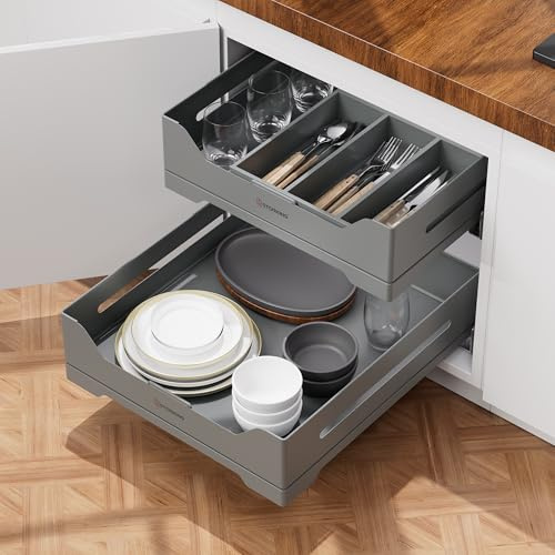 STORKING Teleskopschublade,Ausziehbarer Schrank Organizer,für Küche Pantry Organisation,Hochwertiger Stahl-Auszugskorb (50cm B/1STK)