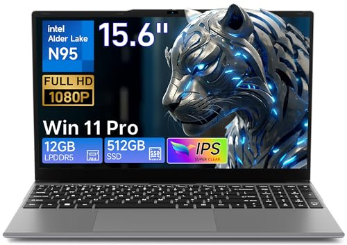 BMAX PC Portatile 15,6 Pollici N95 CPU (Fino a 3,4GHz) 512GB SSD 12GB LPDDR5 Computer Portatile Espandi a 1TB Win 11 Pro Notebook, USB3.2x2, BT5.0, WiFi5 IPS FHD Laptop con Film per Tastiera Italiana