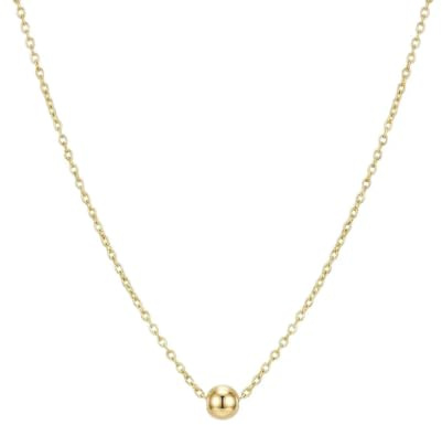 Suzan Gold® 375 Echtgold Kette Damen mit polierter Kugel Anhänger und feiner Ankerkette – Soléa Sphere minimalistischer Goldschmuck elegant für Alltag und besondere Anlässe
