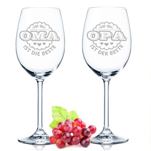 GRAVURZEILE Leonardo Weingläser mit Gravur - Oma ist die Beste & Opa ist der Beste im Set - Geschenk für die besten Großeltern der Welt zu Weihnachten oder Geburtstag - Farbe: Daily