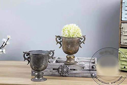 Dekovase Vase Blumenvase Antik Metall Vintage Deko Retro Design (LN18-3 Silber)
