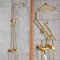 Mitigeur de douche de salle de bains de luxe doré robinets muraux 8ensemble de robinetterie de douche à effet de pluie avec bec de baignoire à main et chrome poli, doré, type B