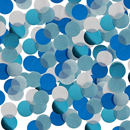 300 Teile Konfetti * BLAU - Petrol - Weiss * als Deko für Geburtstag und Party | rund; Ø2,5cm; aus Papier und Folie | Partydeko Tischdeko Confetti Set