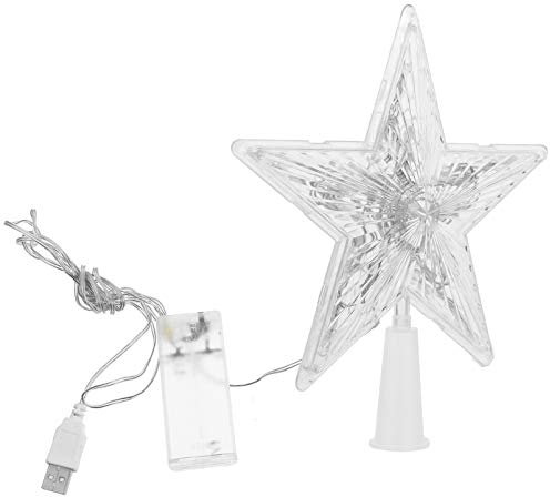 SOLUSTRE Christmas Tree Topper Lights LED Lighted Flashing Star Treetop Xmas Tree Decorative Light without Battery for Indoor Outdoor Holiday Party Decor (White)