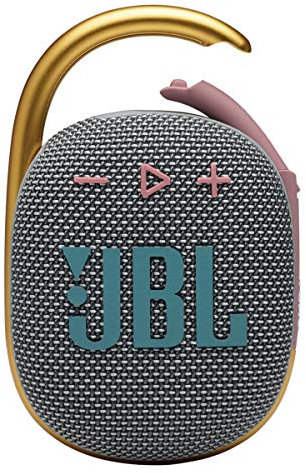 JBL Clip 4 - Portable Mini Bluetooth Speaker, big audio and punchy bass, integrated carabiner, IP67 waterproof and dustproof, 10 hours of playtime, speaker for home, outdoor and travel (Grey)
