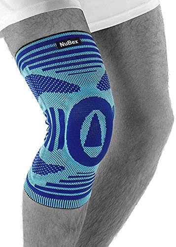 NuBex Kniebandage Premium Train N4 | Mit Patellapad & seitlichen Spiralstangen | Für Damen und Herren | Medizinische Knieorthese (L)