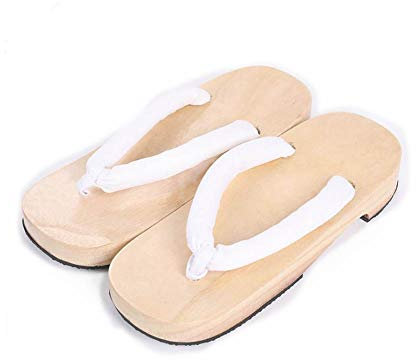Meaniny TOTENJS Holz Clogs Damen Kamado Kochou Cosplay Schuhe Geta Hausschuhe Japanisch, Weiß (Agatsuma Zenitsu), 36/36.5 EU