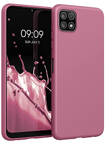 kwmobile Hülle kompatibel mit Samsung Galaxy A22 5G Hülle - weiches TPU Silikon Case - Cover geeignet für kabelloses Laden - Dark Rose