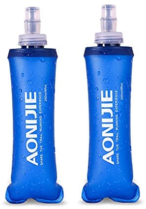 Flacon souple pliable bouteilles d'eau de course flacon pliable pour sac d'hydratation cyclisme Marathon course randonnée (250ml/8.45oz - Paquet de 2)