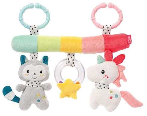 Fehn Activity-Trapez Aiko & Yuki - Baby Spieltrapez für Kinderwagen, Babybett & Babyschale - Stoff-Lernspielzeug zur Förderung des Greifsinns und der Motorik - Für Babys und Kinder ab 0+ Monaten