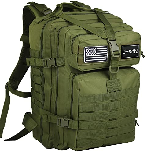 EVERFLY Rucksack Herren Damen Militär Taltischer 45L - Backpack Crossfit Überleben Jagd Angeln Wanderrucksack Fitnessstudio Bergsteigen Motorrad - Oxford 800D - Molle Airsoft - 2 Flicken