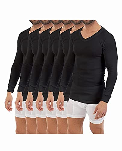 Multipack de Camisetas Interior Termal de Hombre L101VN, Manga Larga y Cuello de Pico (6, 3XL)