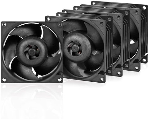 ARCTIC S8038-10K (4 Piezas) - Ventilador, 80x80x38 mm, 500–10000 rpm, controlado por PWM, Conector de 4 pines, 12 V DC - Negro