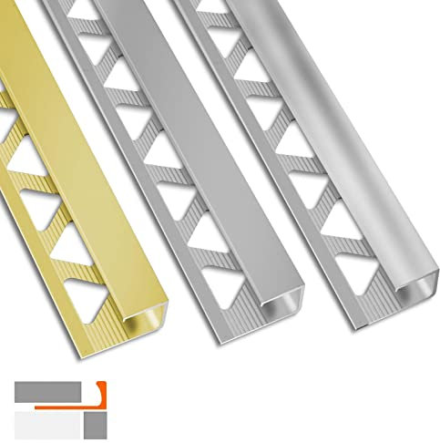 Lot de 5 profilés de carrelage de 2,5 m de long en forme de C en forme de L en forme de D pour protéger les bords des carreaux - Pofil d'angle - Aluminium (argenté - brillant, en forme de G, 6 mm)
