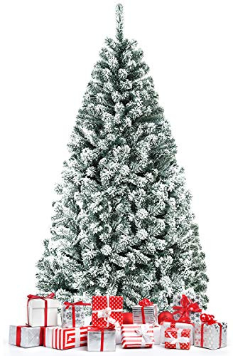 LIFEZEAL Albero di Natale artificiale, in PVC, innevato con rami densi, albero di Natale per soggiorno, ristorante, centro commerciale (180 cm)