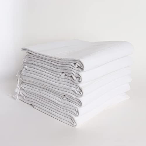 Bulk Türkische Strandtücher 6er Set | 100% Baumwolle Pestemal Wrap | aus Herstellung PUSKUL Textil (weiß)