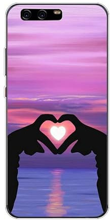 KARTXITAI Hülle Kompatibel mit Huawei P10, Stoßfeste Schutzhülle mit Weiche Silikon Bumper Case Handyhülle Anti-Kratzt Transparent Rückseite - Himmel,Sonnenuntergang,Liebhaber
