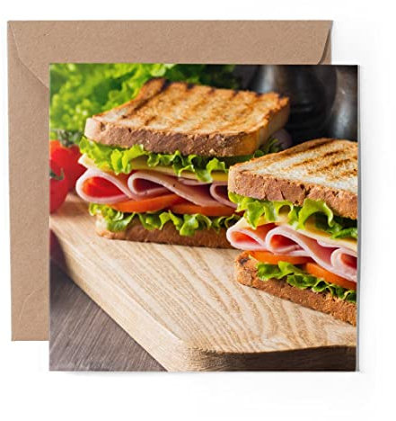 1 x Greeting Card Ham & Cheese Toasted Sandwich - Blank Birthday Celebration Anniversary #24502