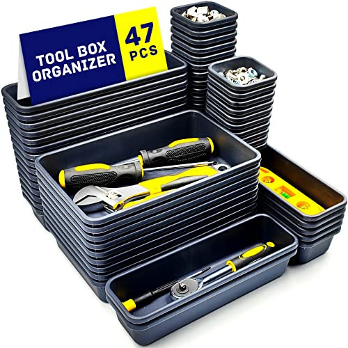 Vexercisehoop Organizador de caja de herramientas, organizador de cajones de herramientas, organizador de caja de herramientas, organizadores de herramientas de garaje y almacenamiento, accesorios de