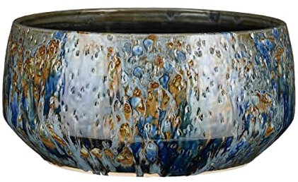 MICA Decorations Harris Schale - 32.5x32.5x15 cm - Keramik - Blau