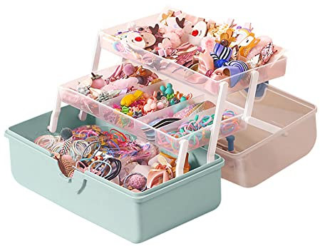BYNYXI Kleine Mädchen Haarschmuck Aufbewahrungs Kasten, Tragbare Schmuckkoffer Kinder Haarschmuck Organizer Haarspange Stirnband Schmuckkästchen Mehrschichtige Schmuckaufbewahrung Haarband Organizer