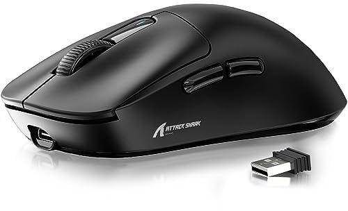 ATTACK SHARK Mouse X3 49g SUPERLIGHT, Sensore di Gioco PixArt PAW3395, Mouse da Gioco Wireless/Cablato BT/2.4G, 26000 DPI, Batteria da 200 ore, G502, Mouse da Ufficio per Win11/Xbox/PS/Mac (Nero)