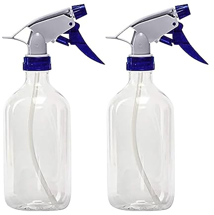 IUNSER 2 Kunststoff-Sprühflaschen, transparent, leer, Sprühflasche mit Verstellbarer Düse, für Reinigungslösungen, Küche, Garten, Haare, auslaufsicher, feine Nebelflasche Reise Tube (Blue, One Size)