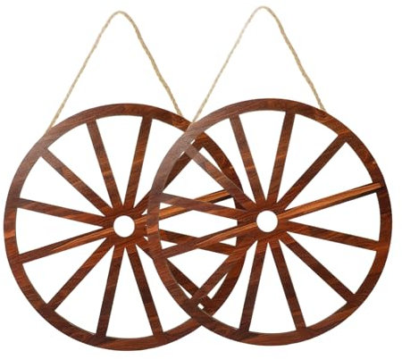 HOMSFOU 2pcs Wood Cartwheel Garden OrnamentsWooden Wheel Decoration Rustic Decor Country Decor Western Themed Party Decorations Outdoor Props