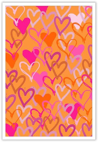 BNGFDV Funky Heart Aquarell Poster Leinwand Wandkunst für Zuhause/Büro/Schlafzimmer Dekor – Herz Liebe Ästhetik Teen Mädchen Rosa Orange Wohnzimmer Dekoration Drucke 40,6 x 61 cm ungerahmt