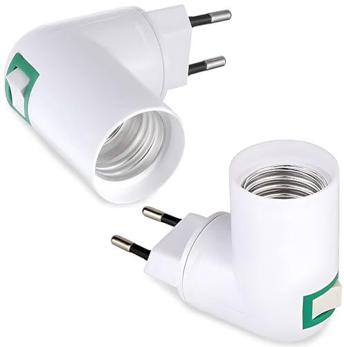 2 Stück E27 Lampenfassung mit Stecker Eu-Stecker E27 Sockel Adapter 180° Drehung E27 Adapter Steckdose E27 Lampenfassung Steckdose Lampenfassung e27 tSeckdose Lampenfassung e27 mit Stecker