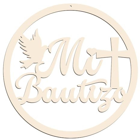 AHANDMAKER Mi Bautizo - Letrero de Madera para Baby Shower, Suministros de Letras, Decoración de Cabina de Fotos, Adornos de Pared, 11.8