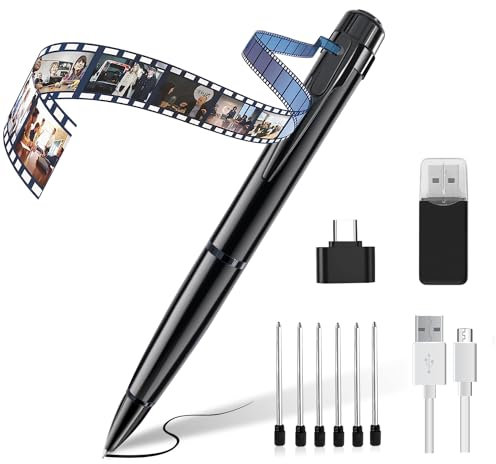 QZT Bolígrafo de cámara, cámara de audio HD 1080P de 32 GB y grabadora de video con sesión de fotos para reuniones de negocios en el hogar, interiores