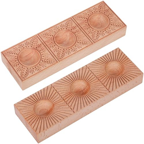 Dreifache Ravioli-Formen, Holz, Nudeln, Ravioli-Brett, doppelseitig, Sonnenschliff- und Weizenmuster, Ravioletti-Formen, Holz, Nudeln, Raviolini-Formen, handgefertigt, 2-in-1, Ravioli-Form, Presse,